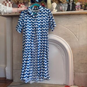 Marimekko x Uniqlo women’s short sleeve blue and white dress